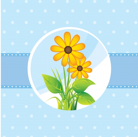 Illustration of yellow flowers on a blue backgroundのイラスト素材