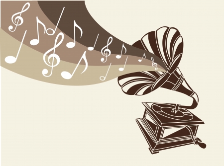 vintage gramophone with musicals notes. vector illustrationのイラスト素材