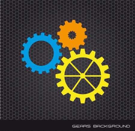 colorful gears over black background. vector illustrationのイラスト素材