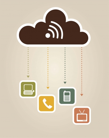 communication icons over vintage background. vectorのイラスト素材