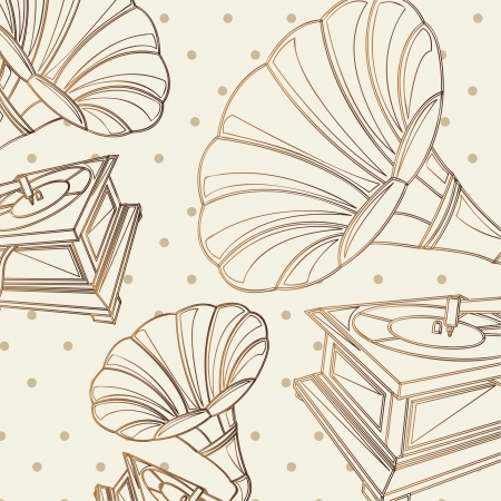 gramophone background, vintage. vector illustrationのイラスト素材