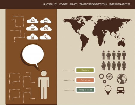 world map and information graphics, vintage style. vectorのイラスト素材
