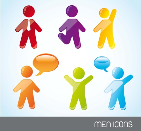 colorful men icons over blue background. vector illustrationのイラスト素材