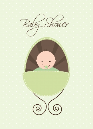 green baby shower card with baby. vector illustrationのイラスト素材