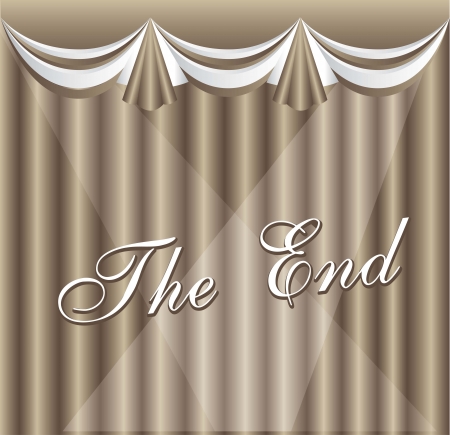 vintage movie ending screen with curtain, vintage. vector illustrationのイラスト素材