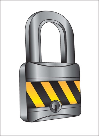 chrome lock with caution tape のイラスト素材