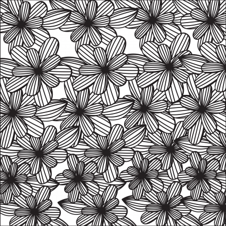 Decorative black flower background. Vector illustration のイラスト素材