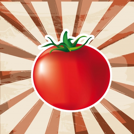 tomato with grunge background. vector illlustrationのイラスト素材