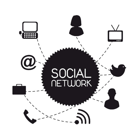 black communication icons, social network. vector illustrationのイラスト素材
