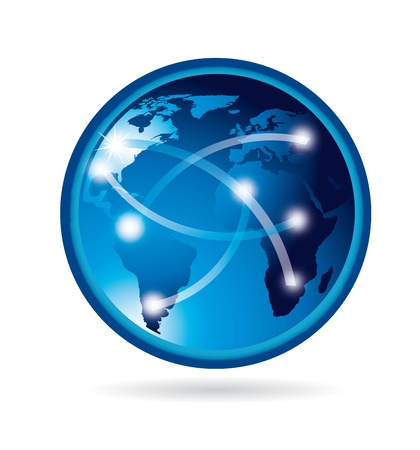blue planet with shadow over white background. vector illustrationのイラスト素材
