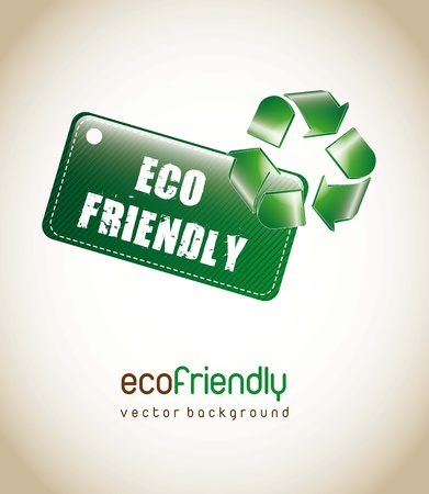 eco friendly tag with recycle sign over brown background. vectorのイラスト素材
