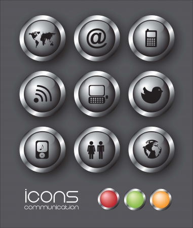 Communication icons over black background illustrationのイラスト素材