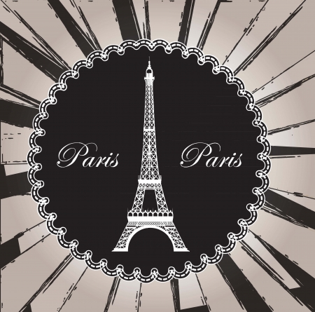 Tower eiffel over black backgroundのイラスト素材
