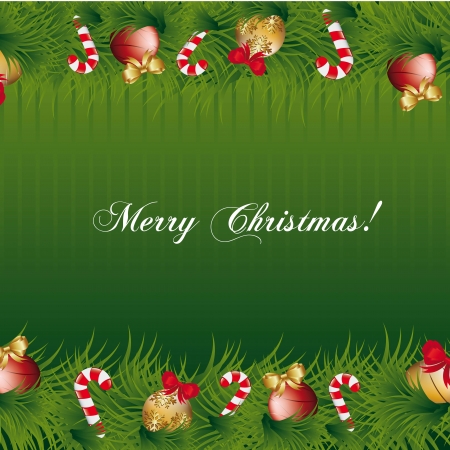 christmas garland over green background. illustrationのイラスト素材