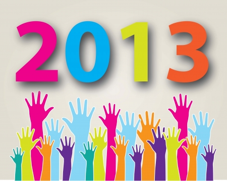 hands have reached the new year  over white background のイラスト素材