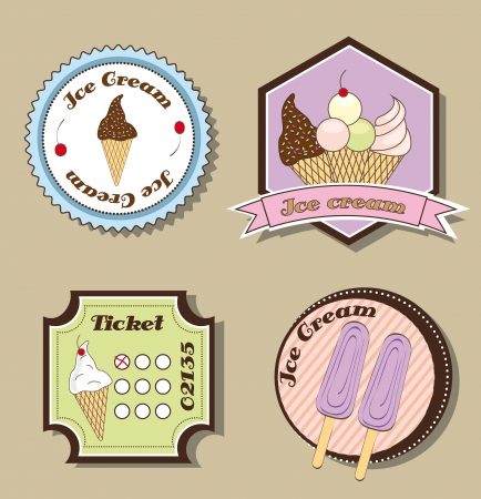 ice cream labels over beige background. vector illustrationのイラスト素材