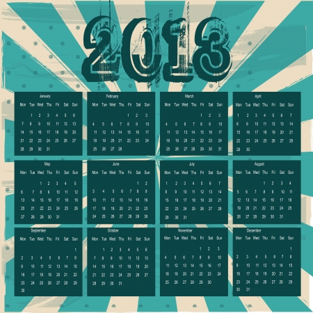 2013 calendar over grunge background. vector illustrationのイラスト素材