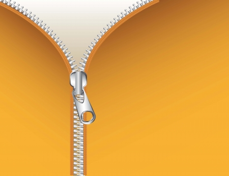 metallic zipper over yellow background, folder. vector illustrationのイラスト素材