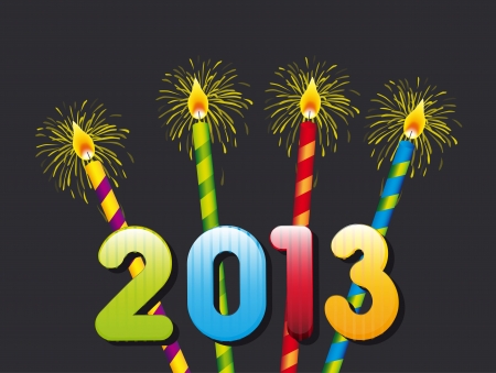 candles, happy new year 2013. vector illustrationのイラスト素材