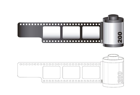 Camera film roll with lines isolated over white background. vectorのイラスト素材