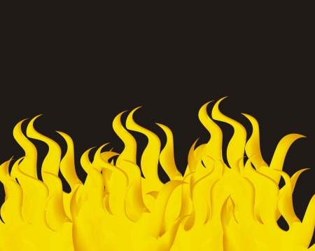 yellow fire over black background. vector illustrationのイラスト素材