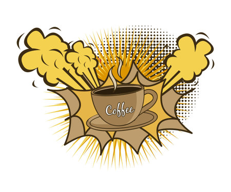 coffee cup over white background, pop art. のイラスト素材