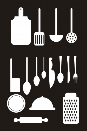 elements kitchen isolated over black background. vectorのイラスト素材