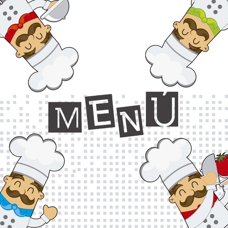 menu with cute cartoons chef over white background. vectorのイラスト素材