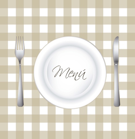 menu with dish and cutlery over square background. vectorのイラスト素材