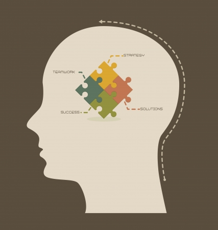 conceptual strategy and teamwork, thinking illustrationのイラスト素材