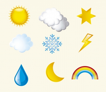 weather icons over beige background illustrationのイラスト素材