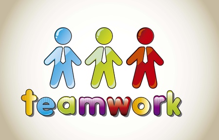 businessman with teamwork text over brown backgroundのイラスト素材