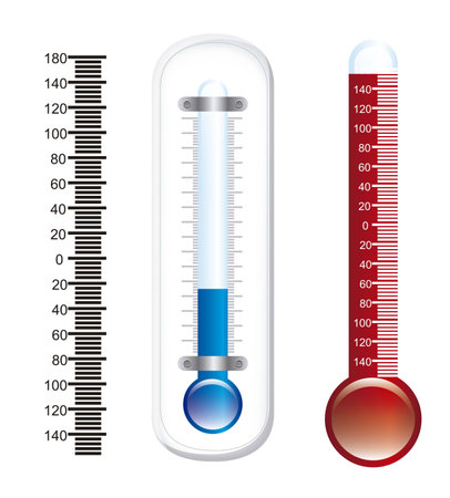 thermometer with numbers over white backgroundのイラスト素材