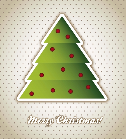christmas card with tree over vintage background. vectorのイラスト素材