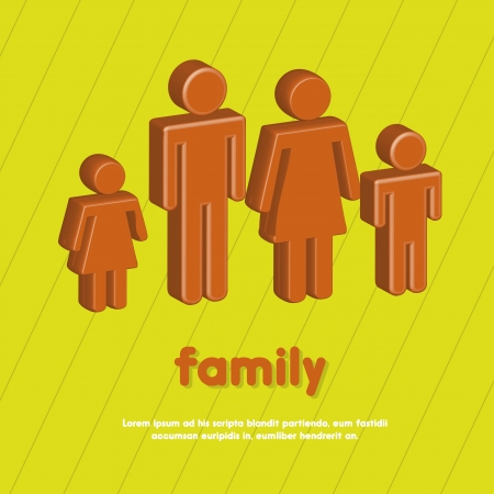 3d family over green background. vector illustraionのイラスト素材
