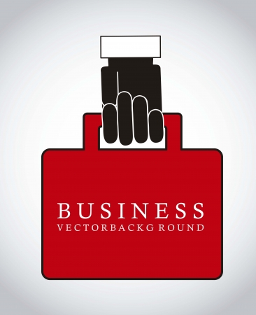 suitcase of businessman with hand over gray backgroundのイラスト素材