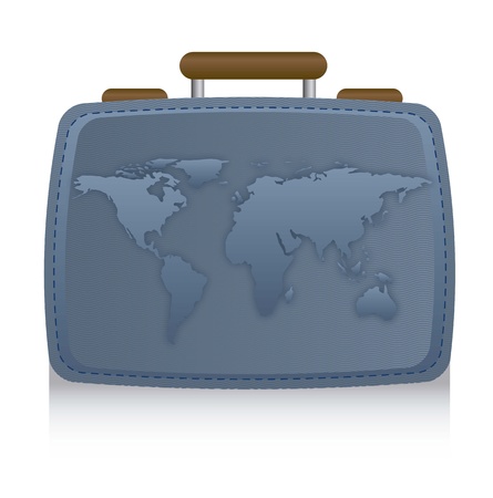 blue suitcase business with map over white backgroundのイラスト素材