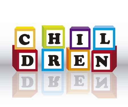 children blocks with shadow over gray backgroundのイラスト素材