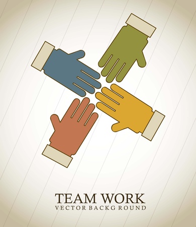 hands conceptual over vintage background, teamworkのイラスト素材