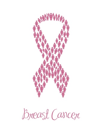breast cancer awareness ribbons with woman signのイラスト素材