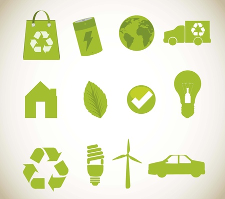 green recycle icons over beige background. vector illustrationのイラスト素材