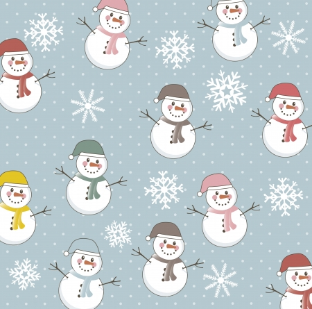 snowman pattern over blue background. vector illustrationのイラスト素材