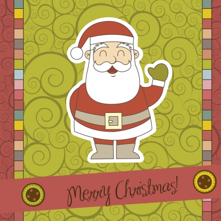 christmas card with santa claus over scrapbook. vector illustrationのイラスト素材