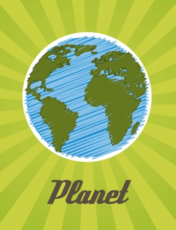 planet cartoon drawing over green background. vector illustrationのイラスト素材