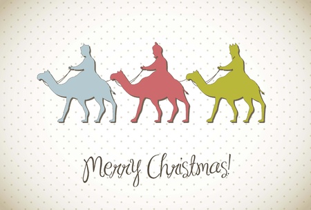 christmas card with wise men, vintage style. vector illustrationのイラスト素材