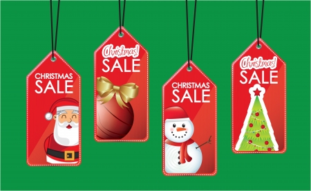 symbols hanging sales christmas over green backgroundのイラスト素材