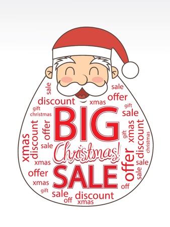Christmas sale on a big santa over white backgroundのイラスト素材
