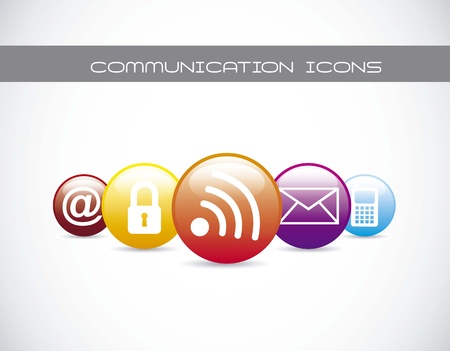 colorful communication icons with shadow.のイラスト素材