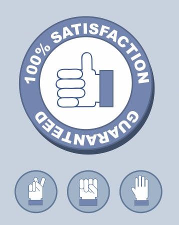 100% satisfaction seal with hands.のイラスト素材
