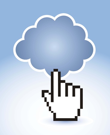 cloud computing with cursor hand.のイラスト素材